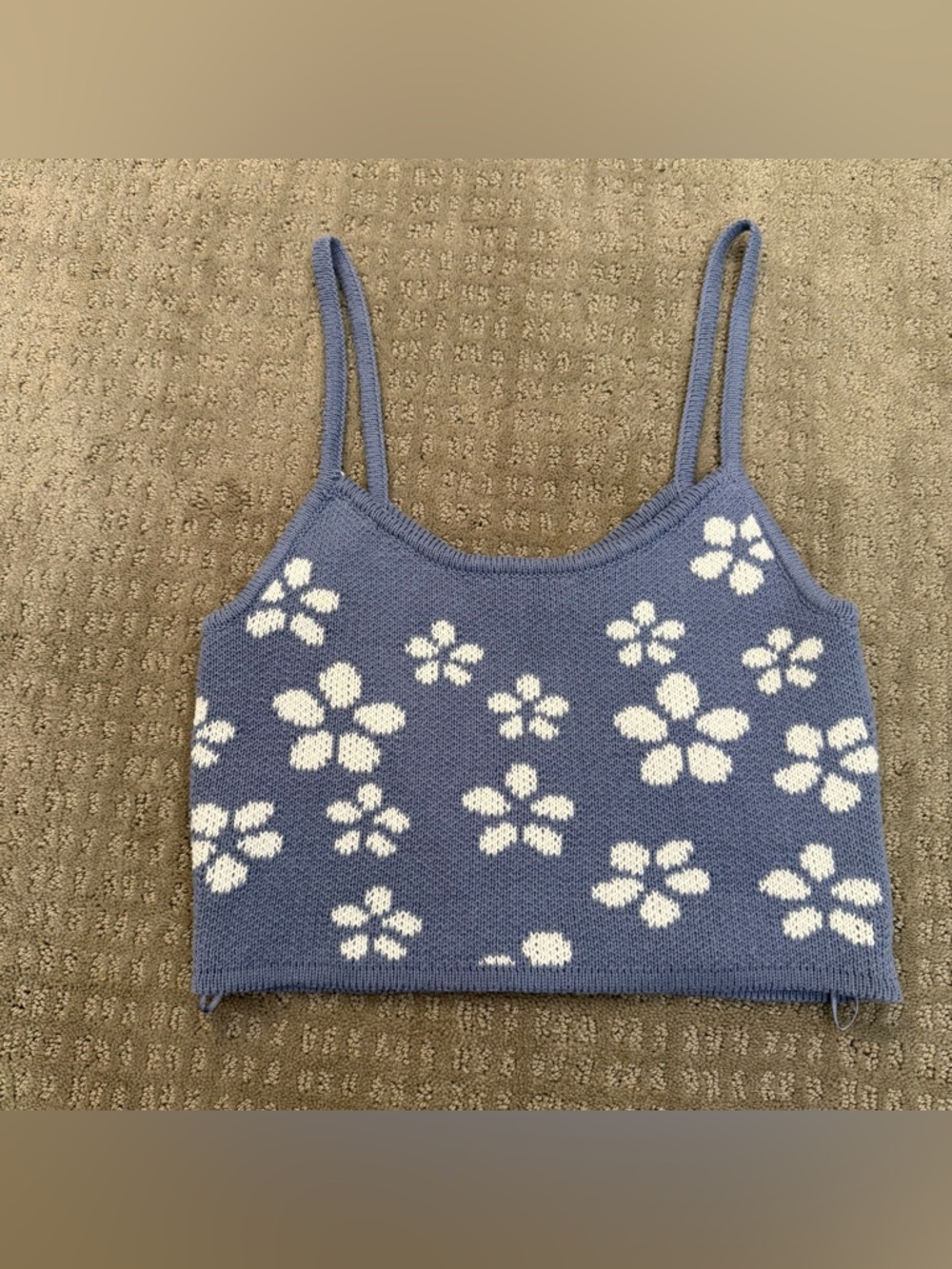 Aeropostale Lavender with Flowers Sweater Crop Top Size M Spaghetti Straps
